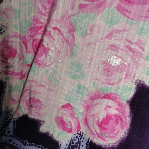 Navy Blue Rose Lace Womens Yukata Kimono Floral Summer Japan Vintage Rare Retro - Picture 3 of 9